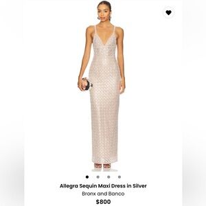 Bronx and Banco Allegra Sequin Maxi Dress in Silver NWT